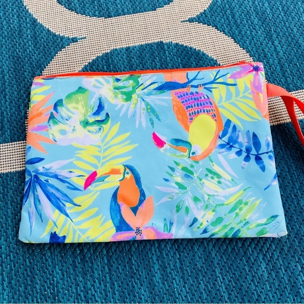 Tropical Parrot Bird Beach Cosmetic Make Up Bag